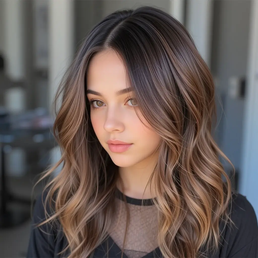 Chocolate Balayage on Dark Brown Hair