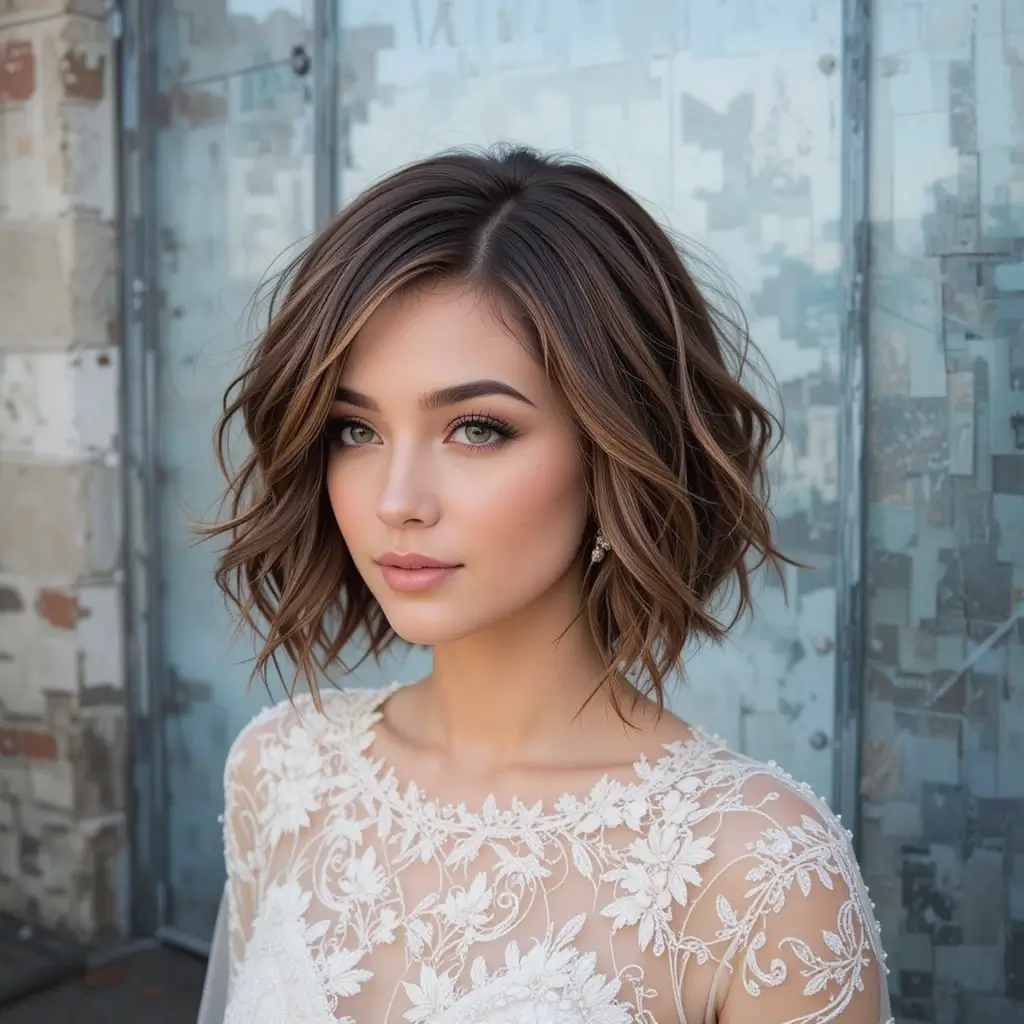 Choppy Bob with Soft Tousled Curls