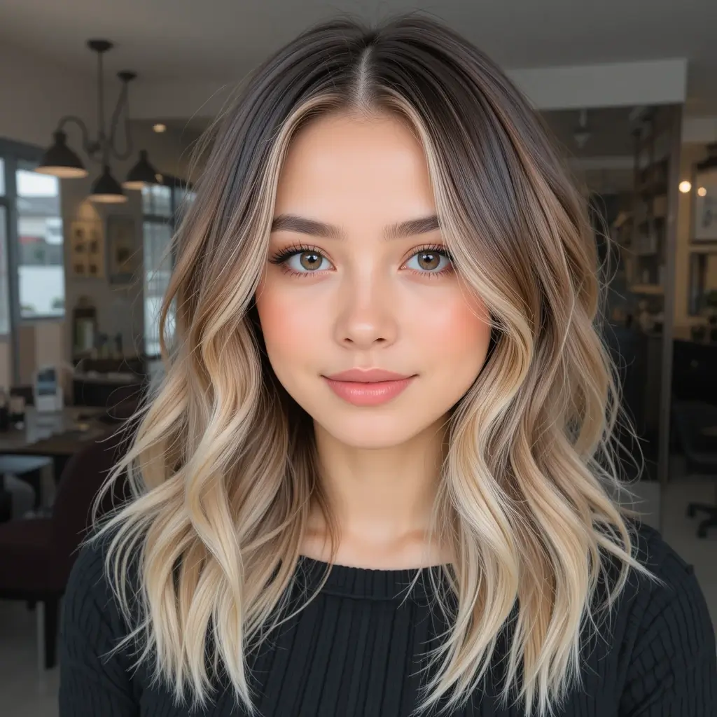 Classic Blonde Money Piece on Brunette Hair