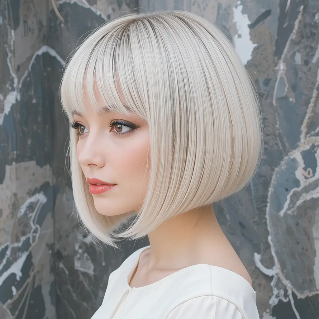Classic Sleek Bob with Curtain Bangs