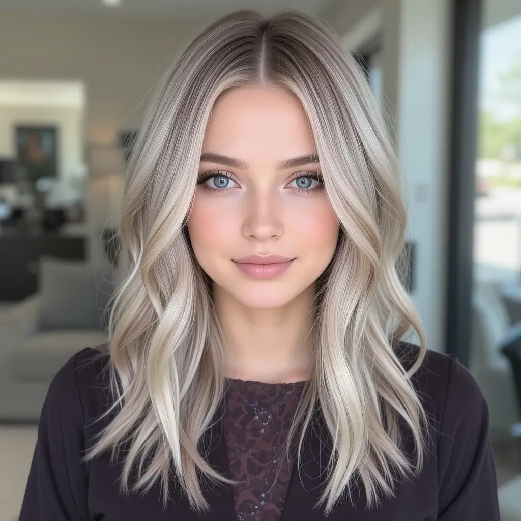 Cool Blonde with Soft Taupe Lowlights