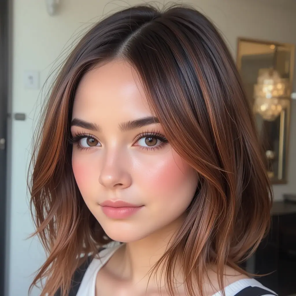 Copper-Toned Face-Framing Streaks