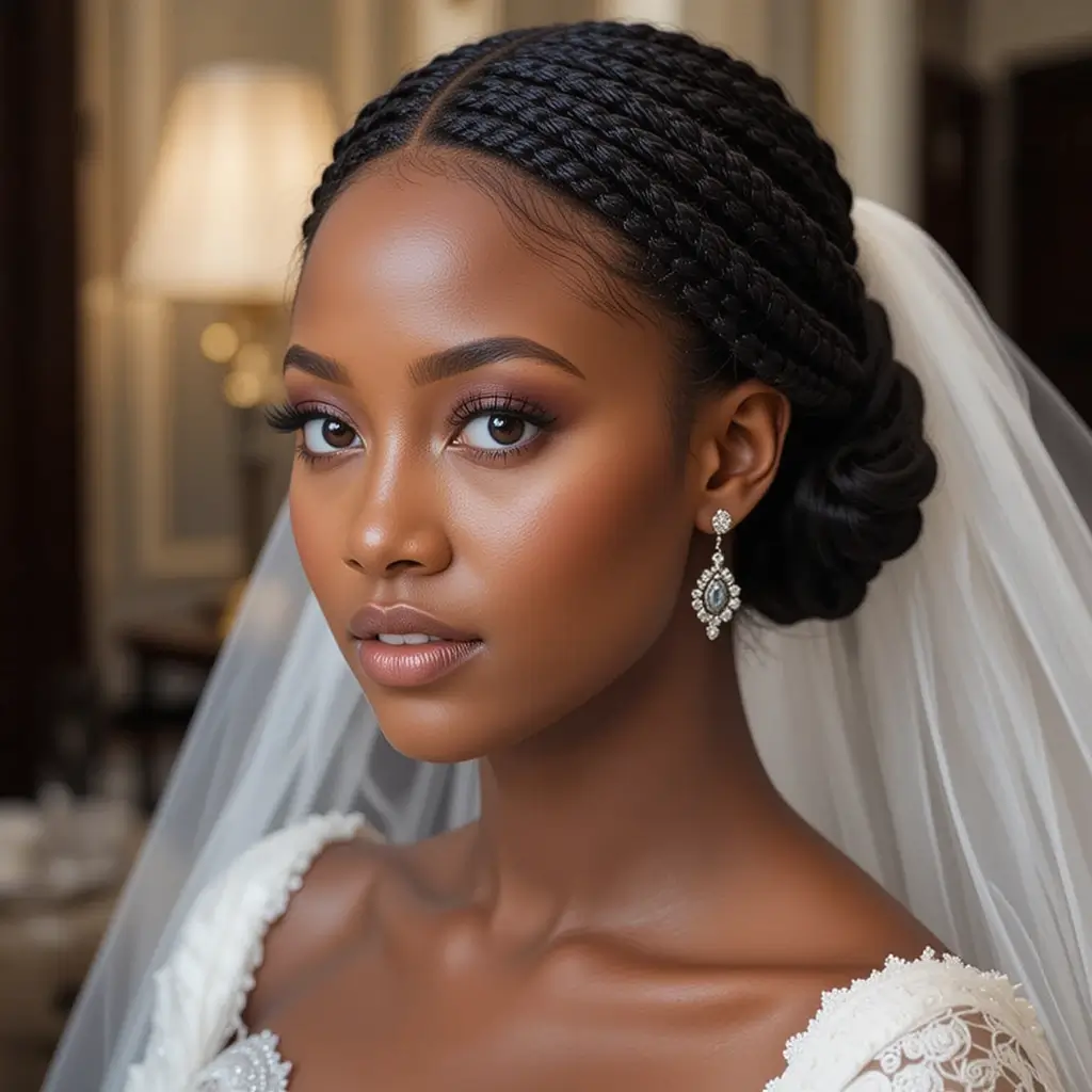 Cornrow Braids with Veil