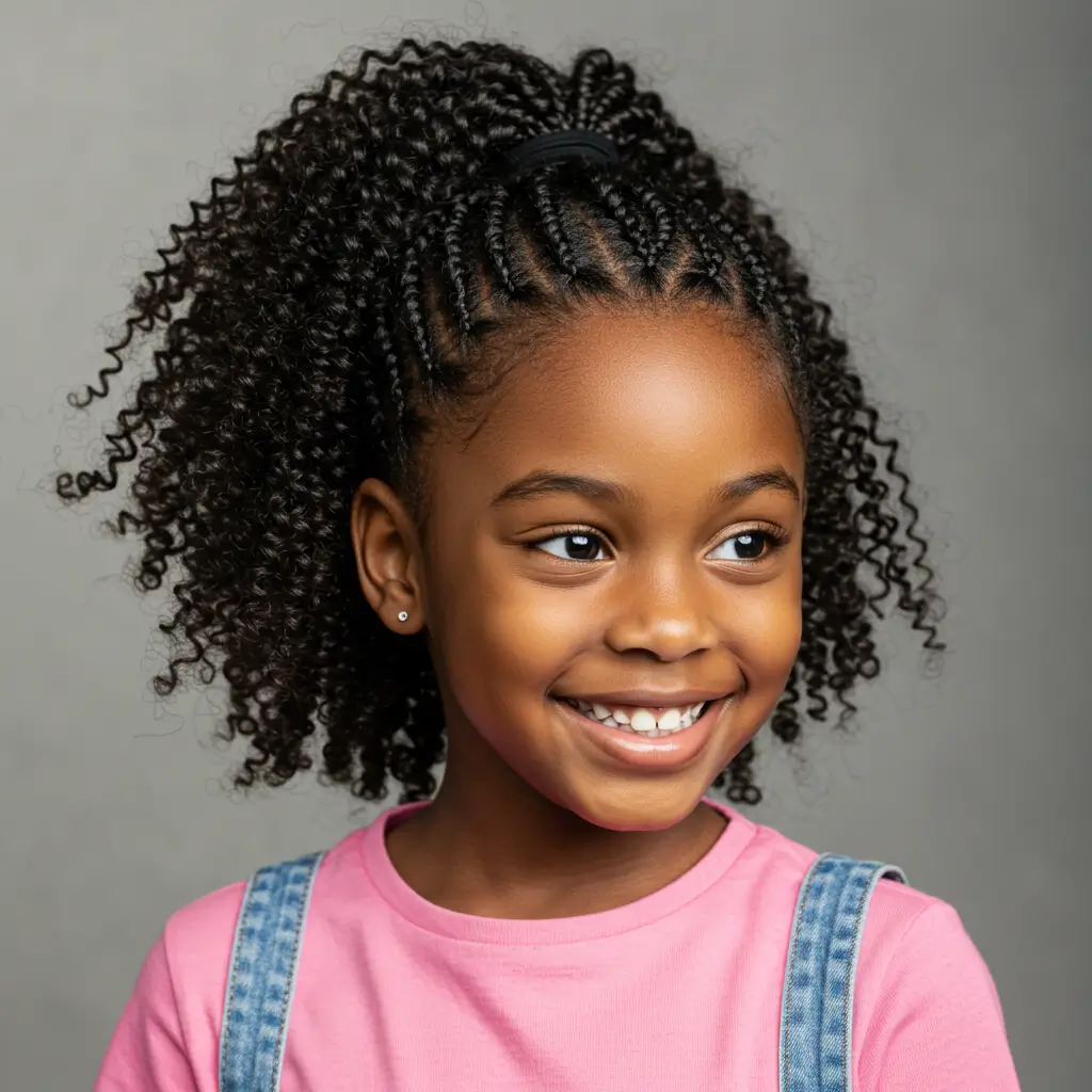 Cornrow Ponytail with Curly Ends