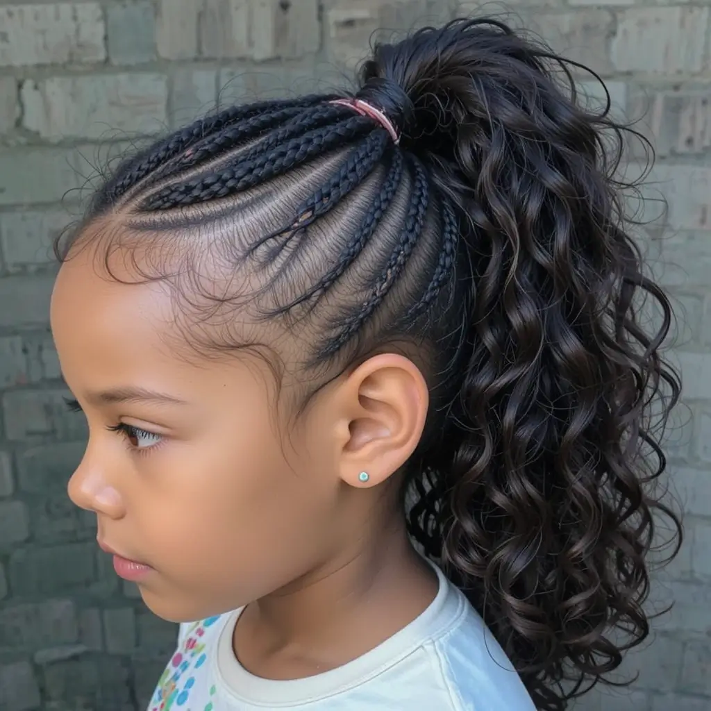 Cornrow Ponytail with Curly Ends