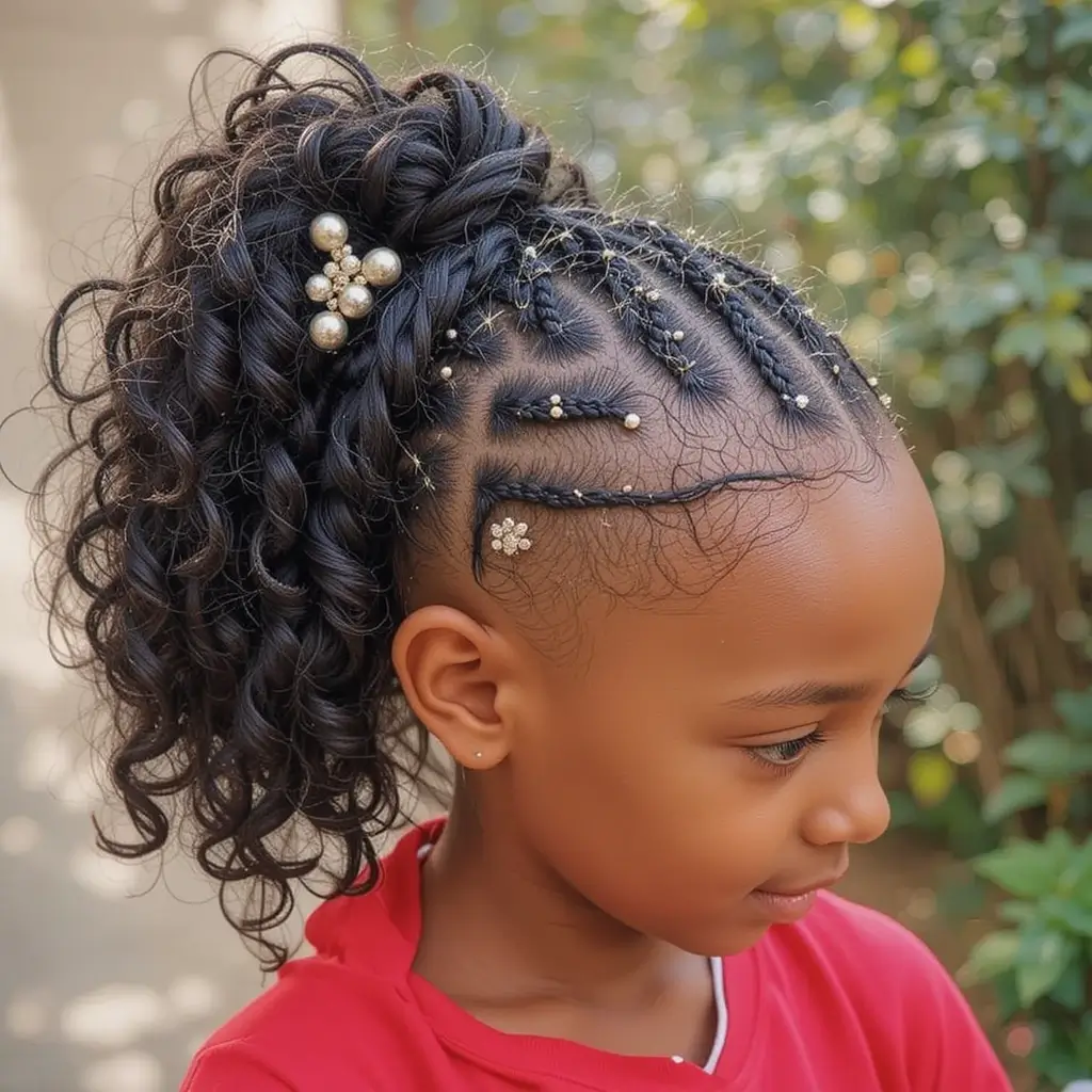 Cornrow Ponytail with Curly Ends