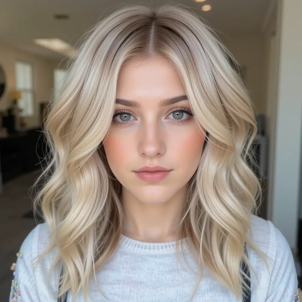 Creamy Blonde with Chestnut Lowlights