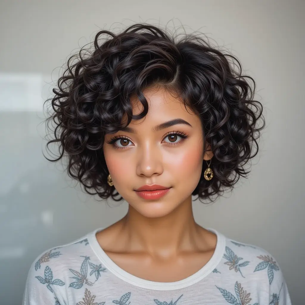 Cropped Curls with Side Part