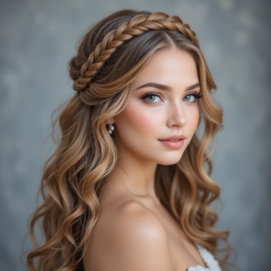 Crown Braid with Curly Ends