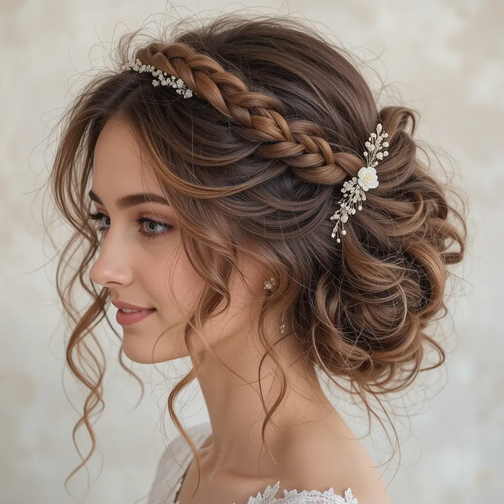 Crown Braid with Defined Curls
