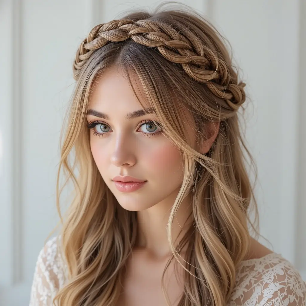 Crown Braid with Loose Strands