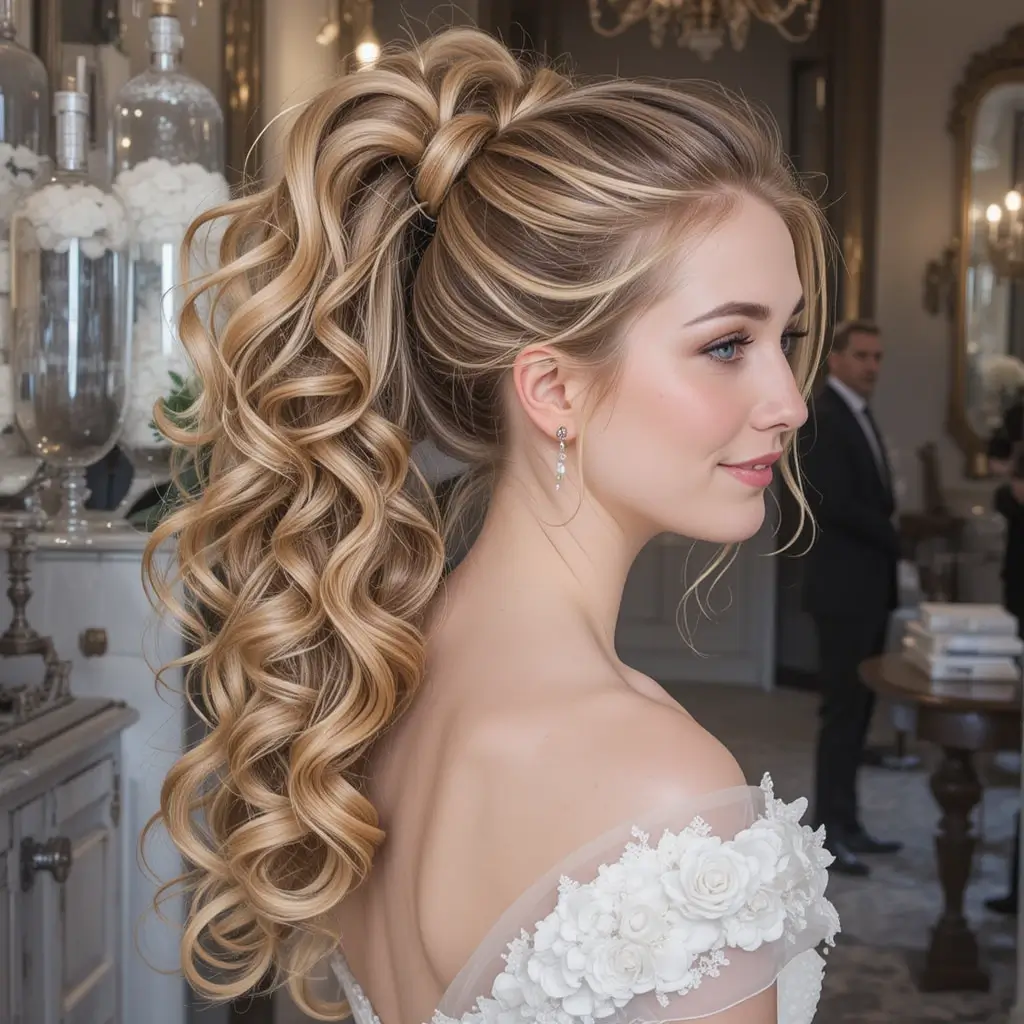 Curled High Ponytail