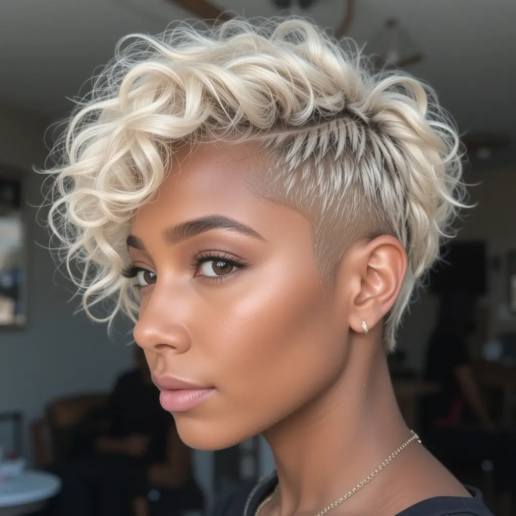 Curled Pixie with Undercut