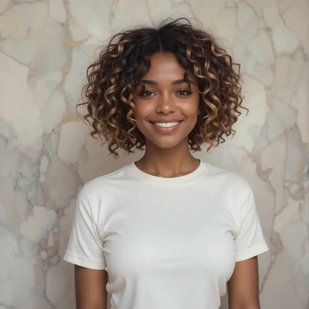 Curly Bob with Highlights