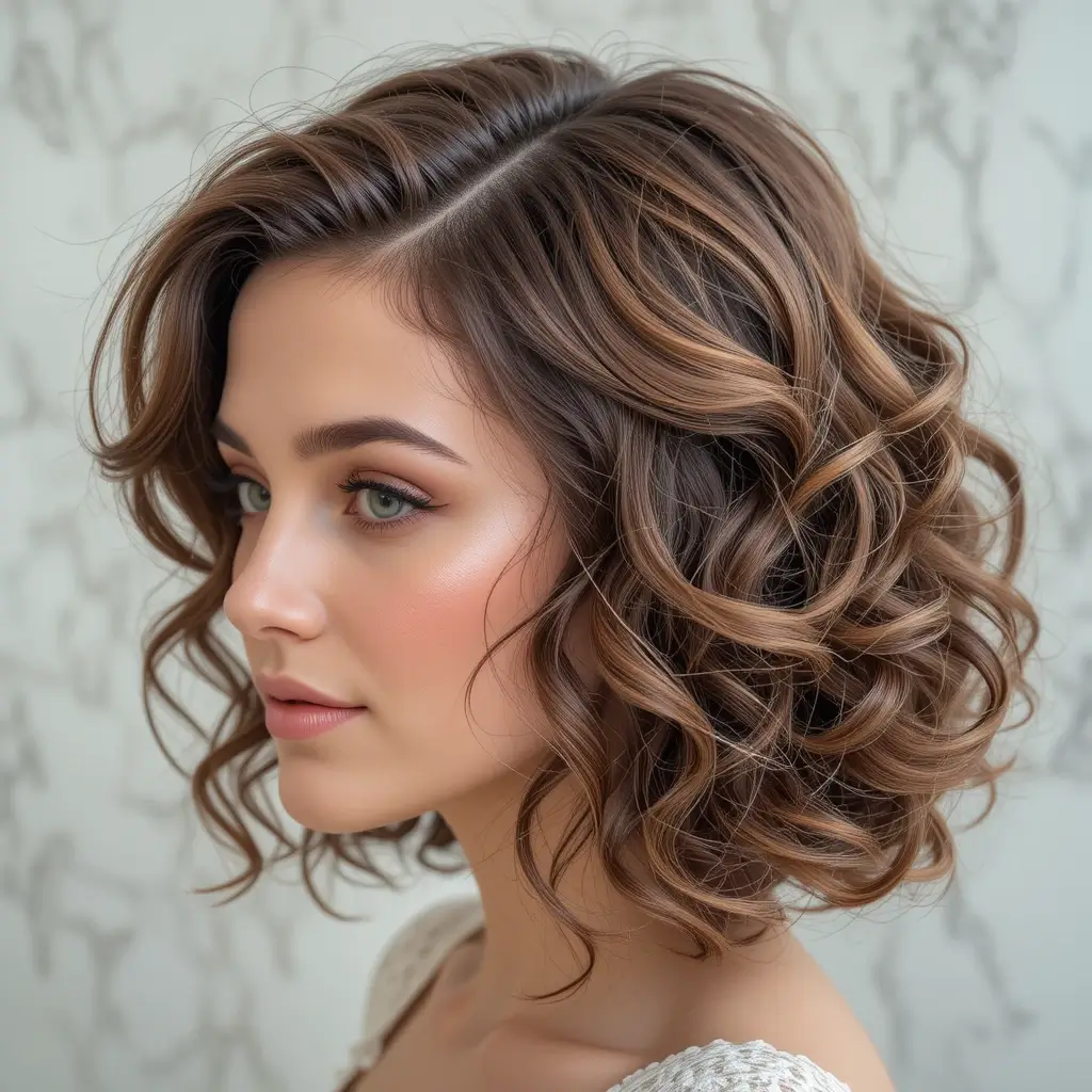 Curly Bob with Side Part