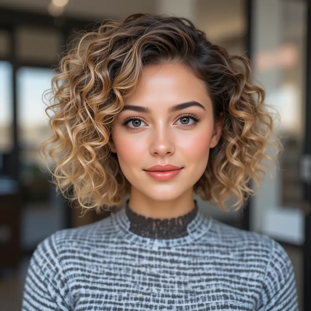 Curly Bob with Tapered Neckline