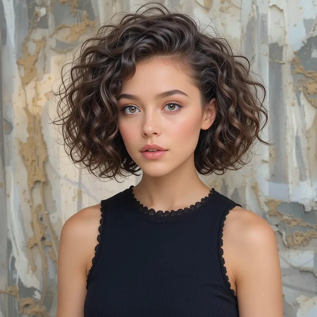 Curly Bob with Tucked Sides