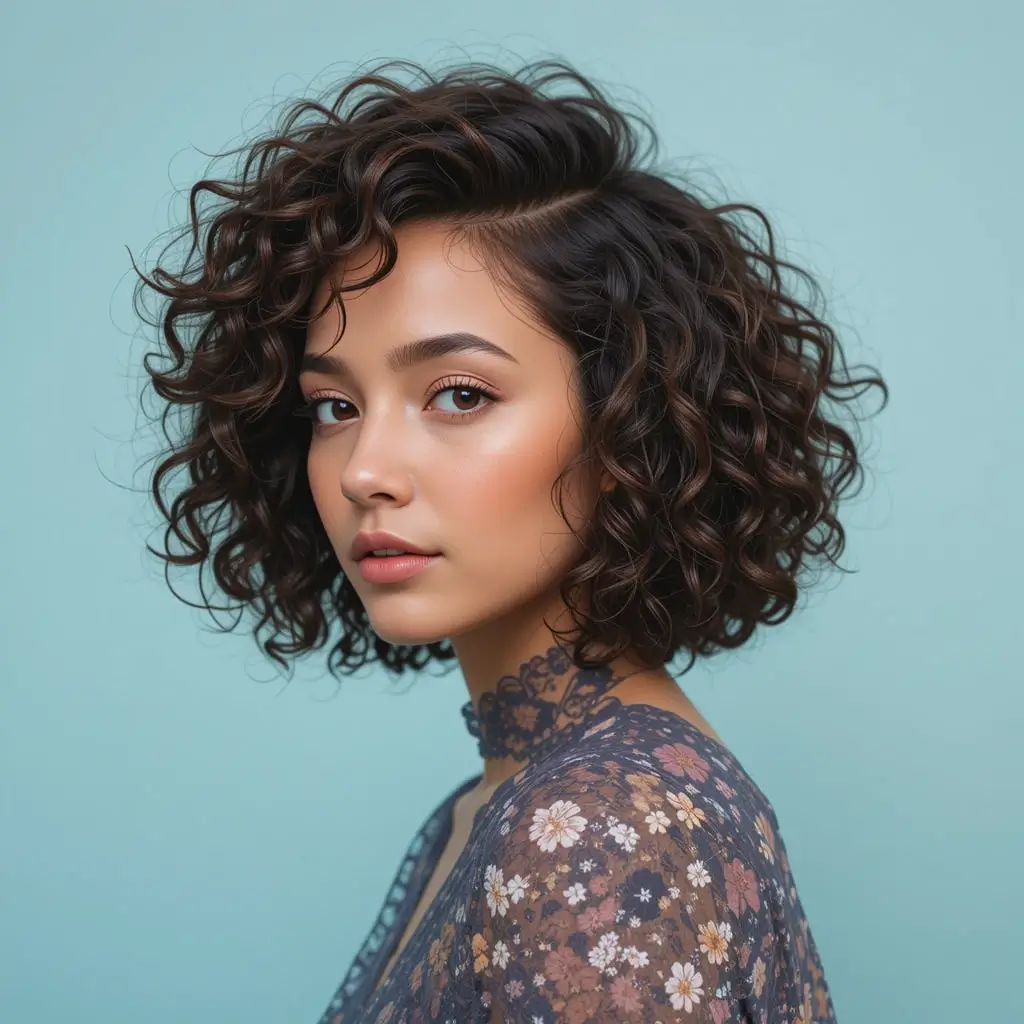 Curly Bob with Volume Crown