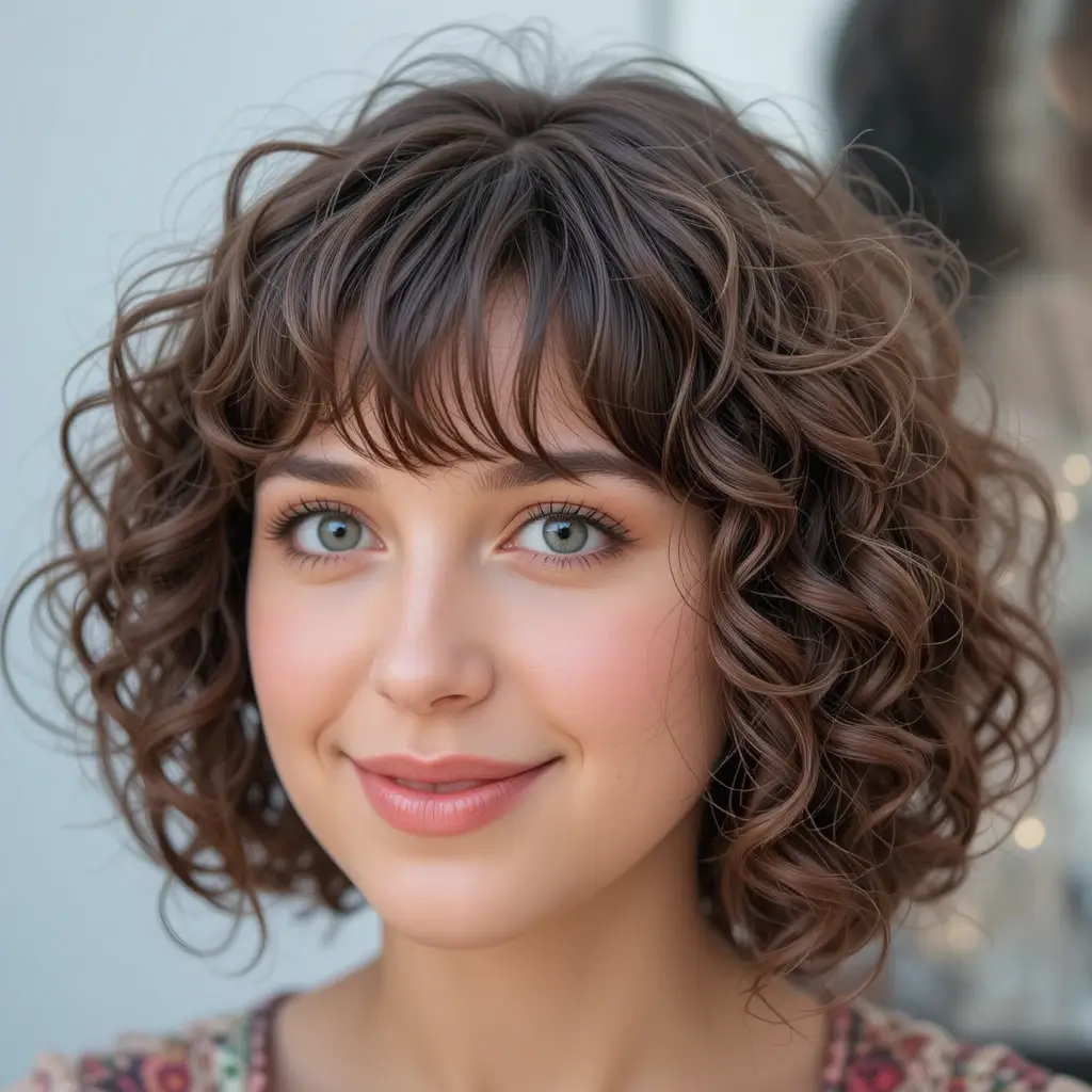 Curly Crop with Bangs