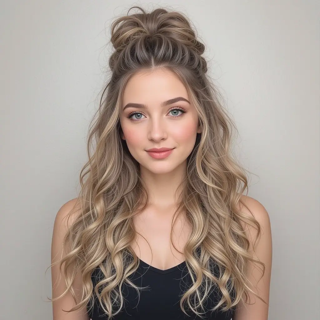 Curly Half Up Style