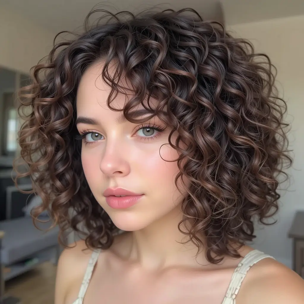 Curly Layered Medium Hair