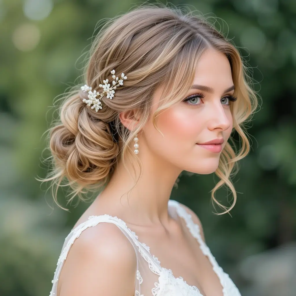 Curly Low Ponytail with Volume