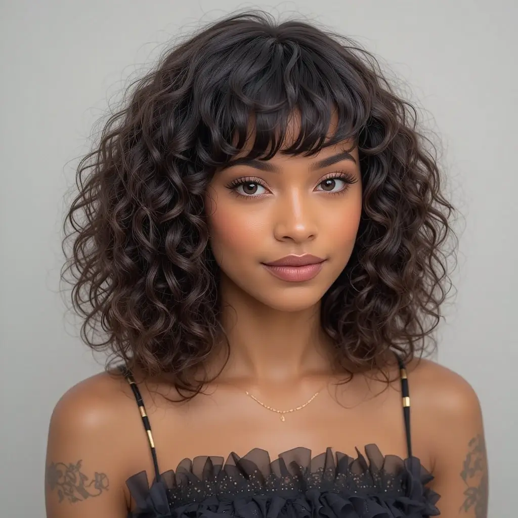 Curly Shag with Bangs