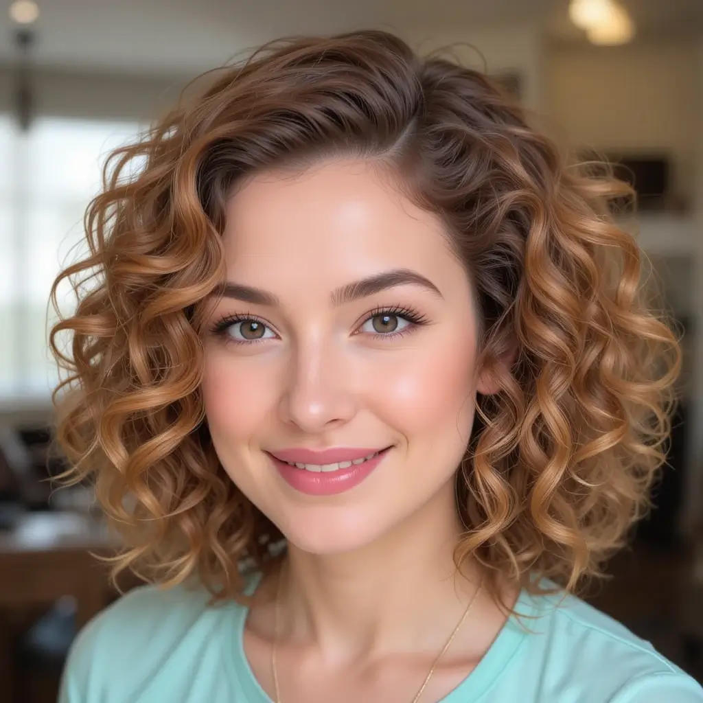 Curly Shoulder-Length Cut with Layers