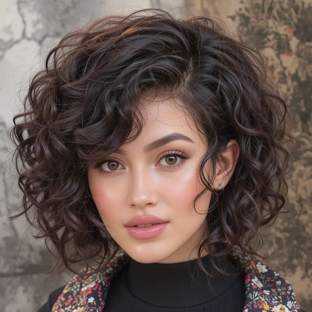 Curly Side-Swept Crop