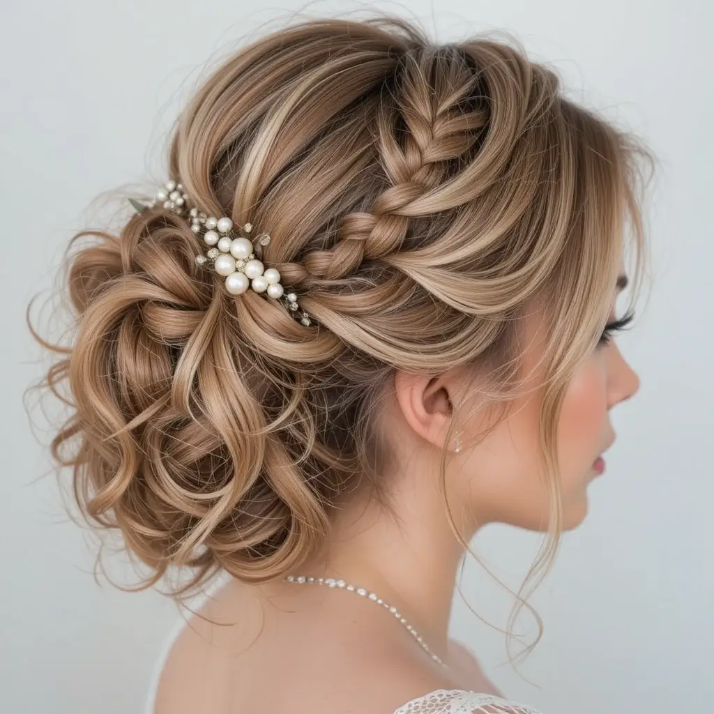 Curly Updo with Braided Details