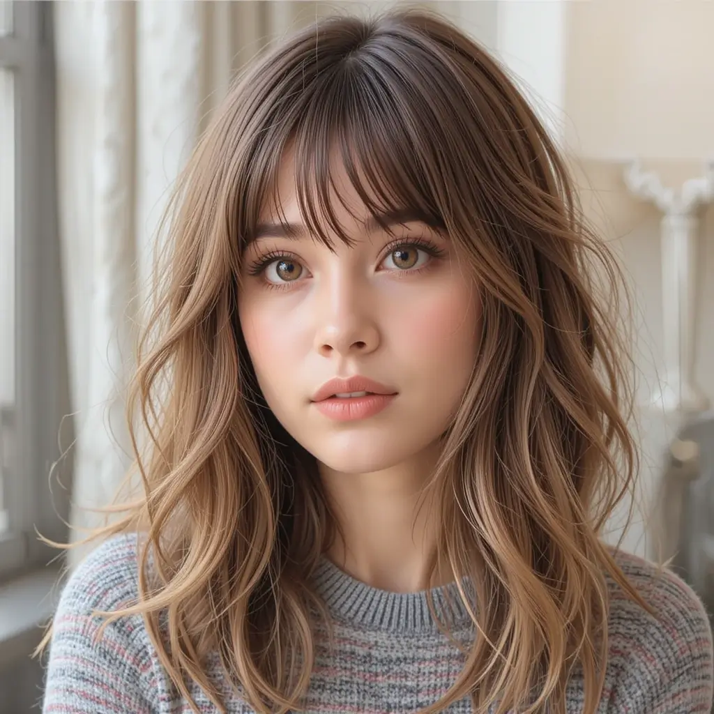 Curtain Bangs with Loose Hair