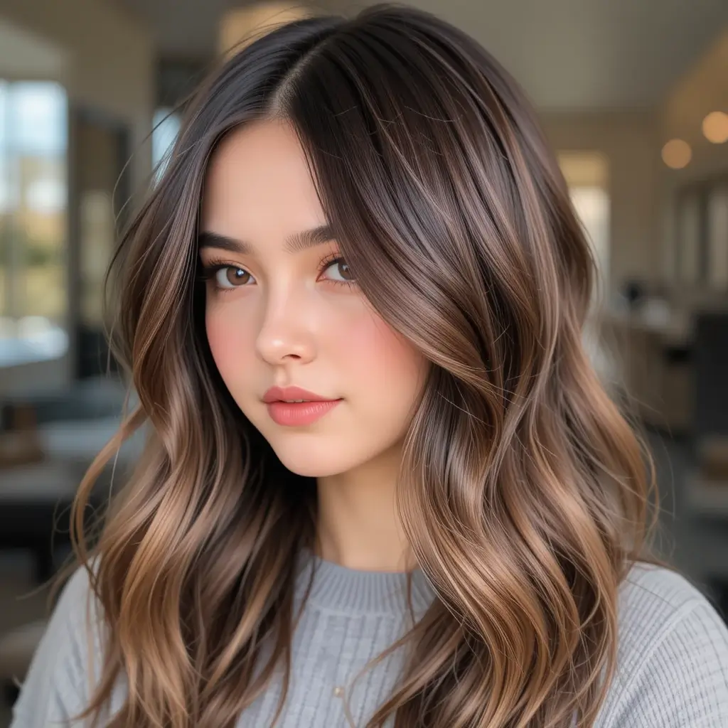 Dark Walnut Brown with Honey Highlights