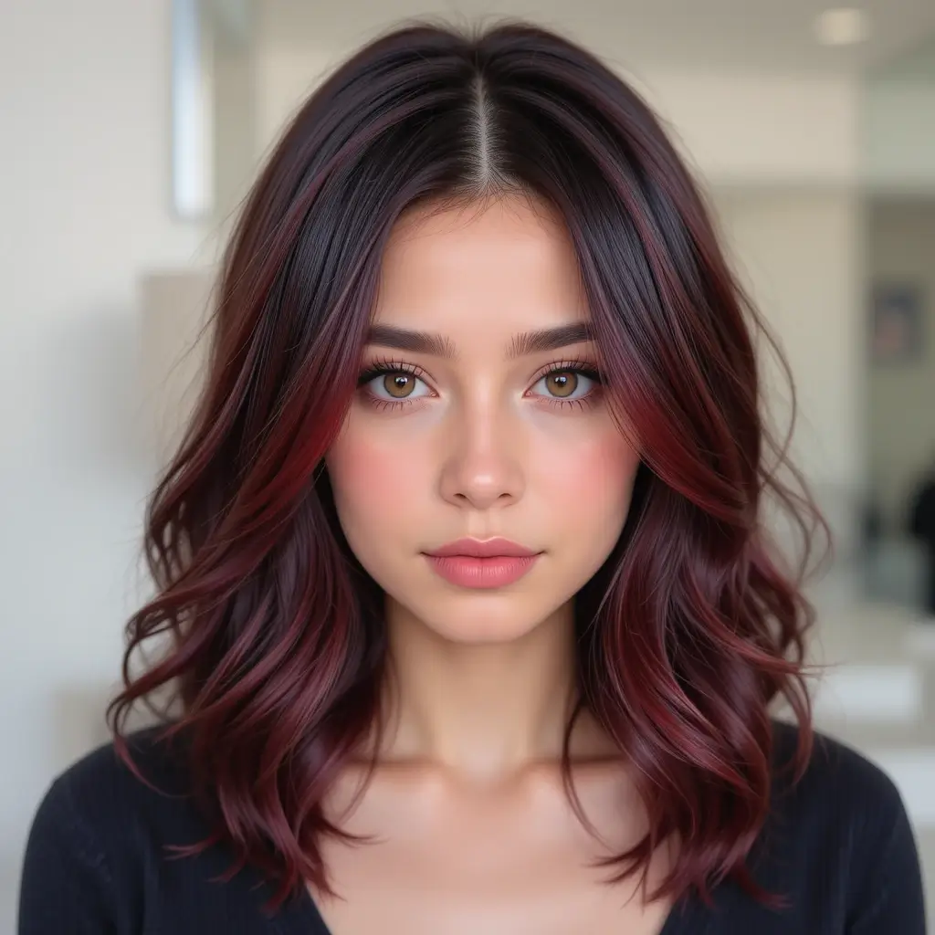 Deep Burgundy Highlights with a Glossy Finish