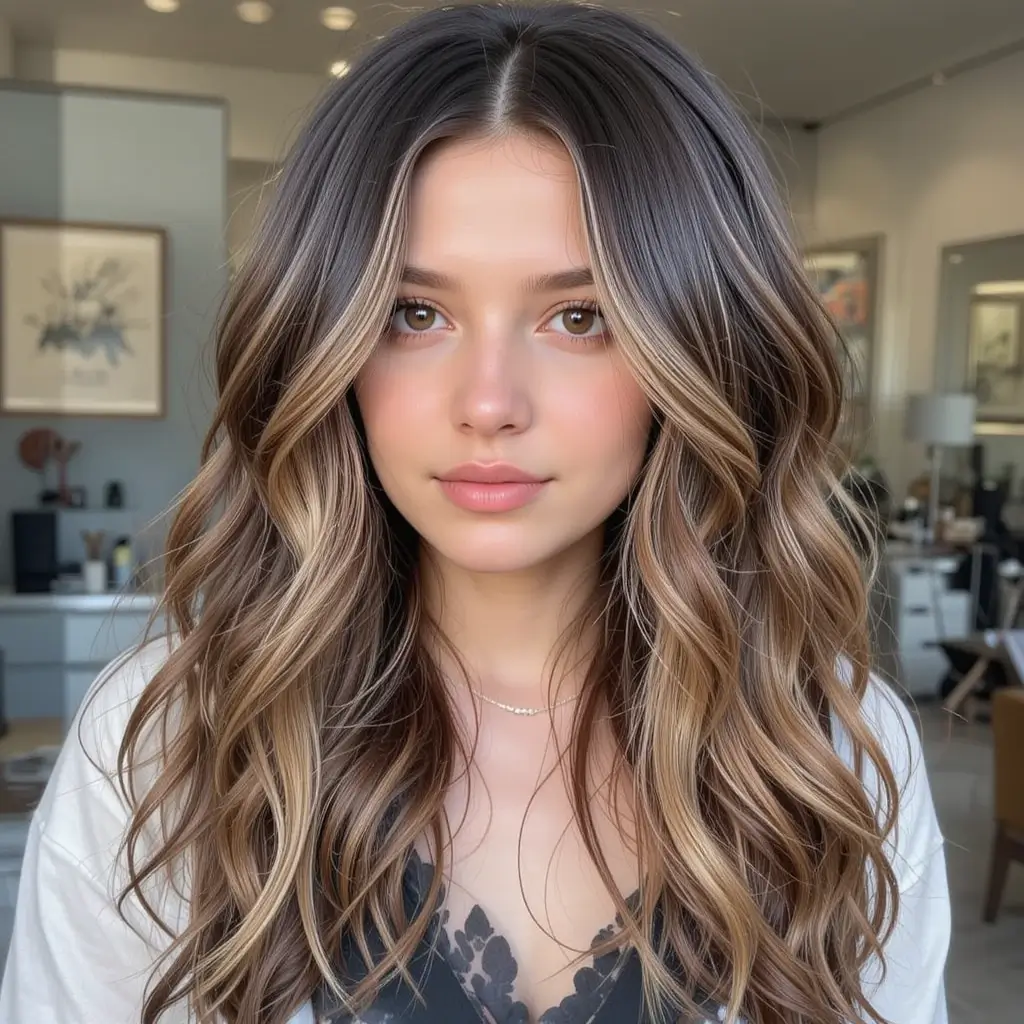 Deep Caramel Balayage for Brunettes