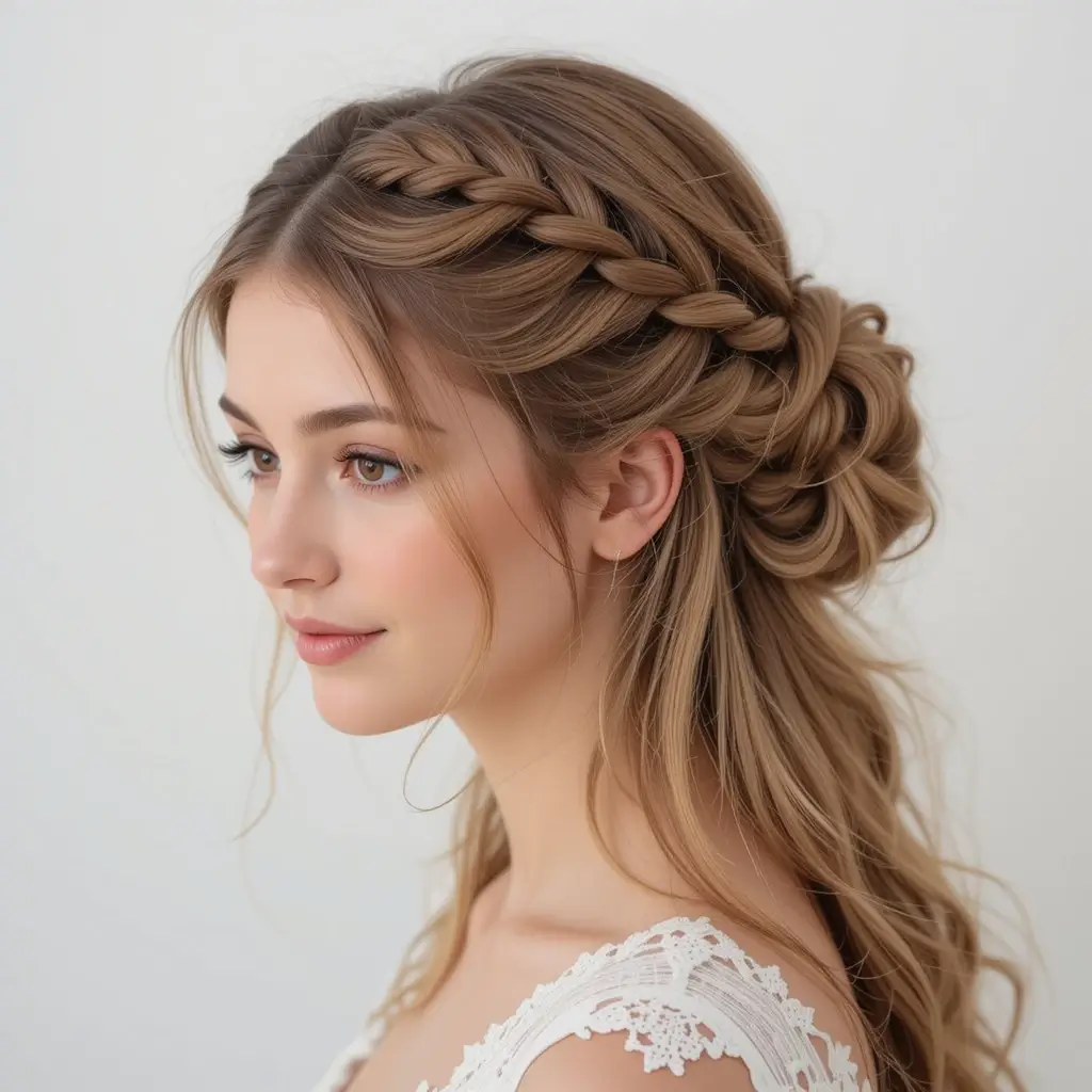Double Braided Half-Up Hairstyle