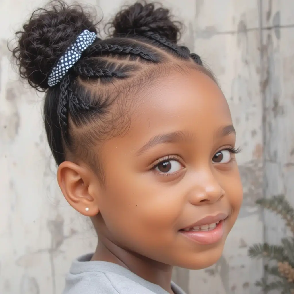 Double Buns with Cornrows