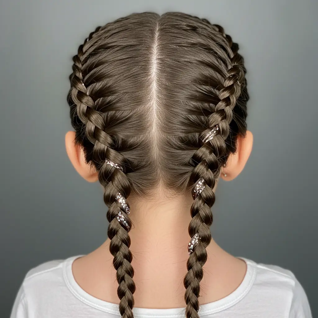 Double Dutch Braids with Glitter Highlights