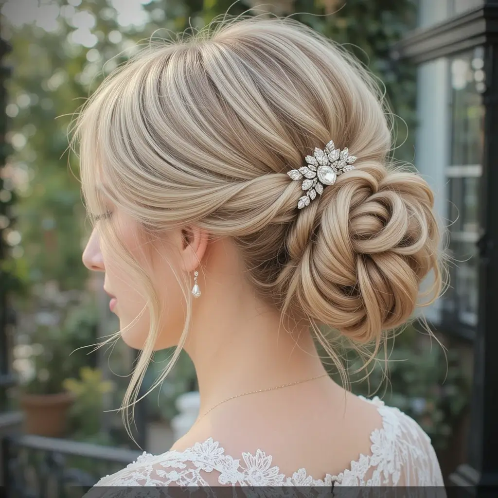 Elegant Bob with a Side Bun and Twists