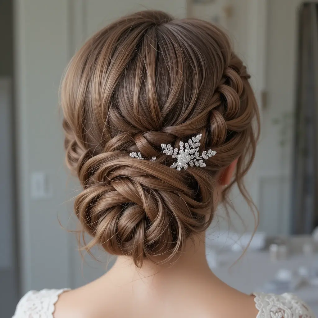 Elegant Low Bun with Braided Details