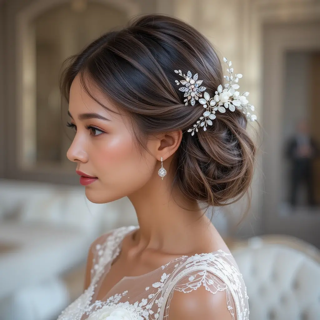 Elegant Side Bun with Loose Waves