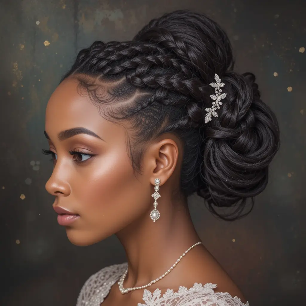 Elegant Updo with Twisted Cornrows