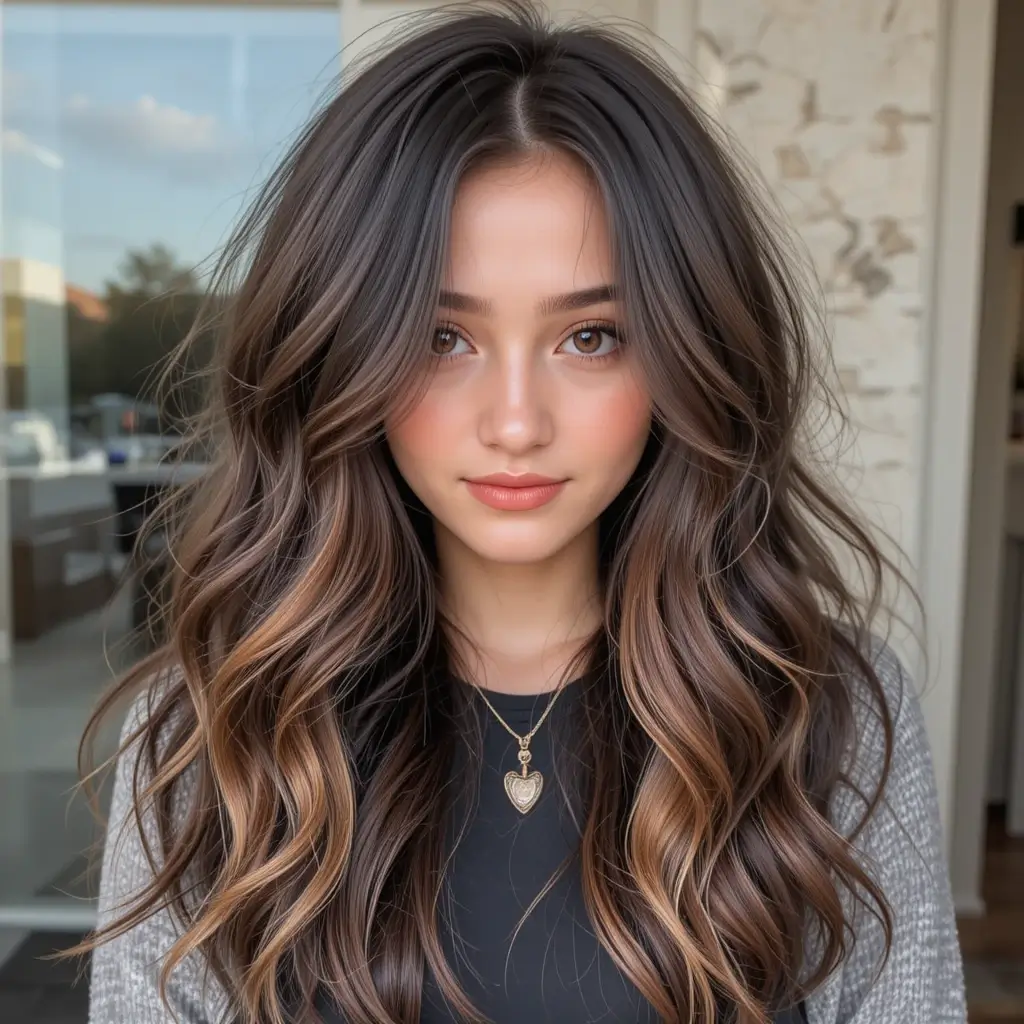 Espresso Brown with Warm Caramel Streaks