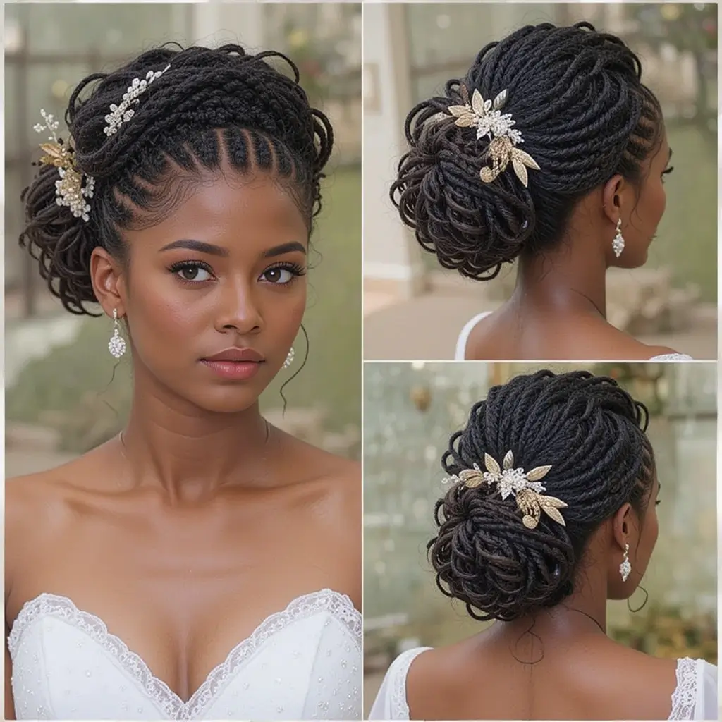 Faux Locs Styled in a Half-Up Bun