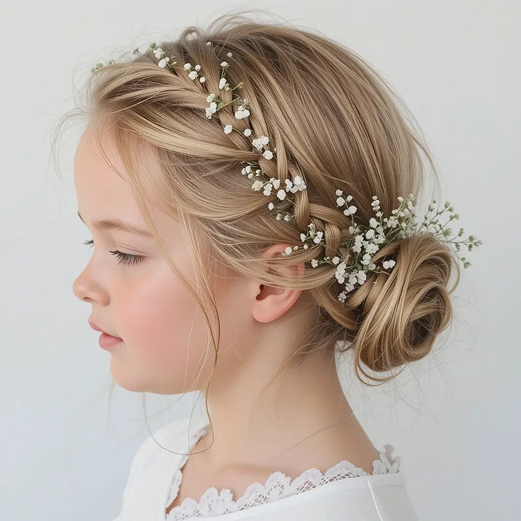 Fishtail Braid with Baby’s Breath