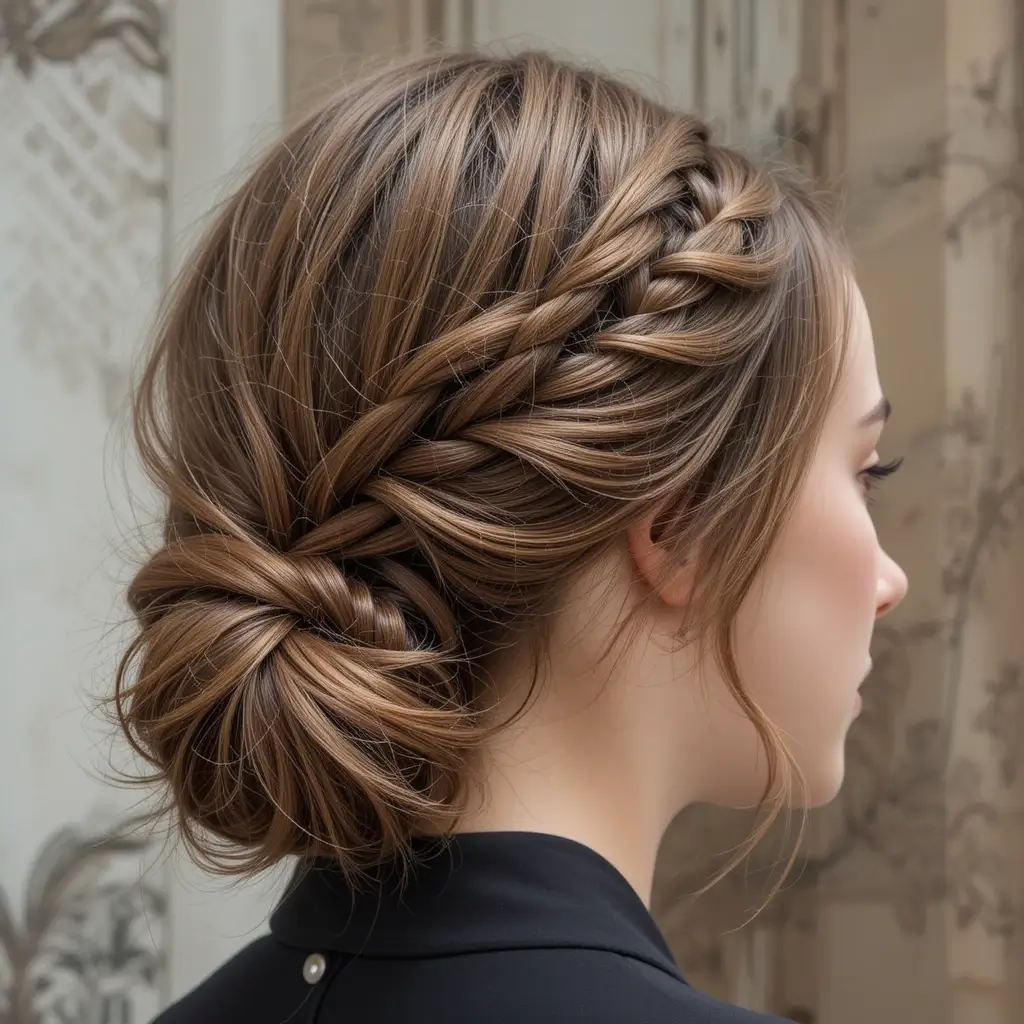 French Braid into a Low Bun