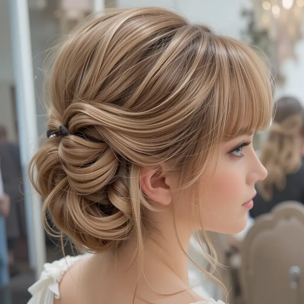 French Twist with Curtain Bangs