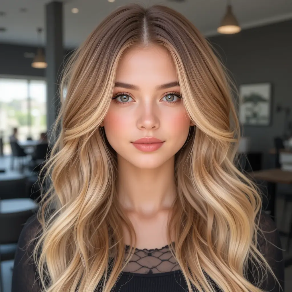 Golden Blonde with Cinnamon Lowlights