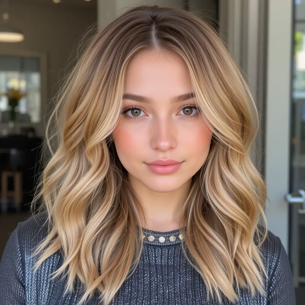 Golden Blonde with Toffee Brown Lowlights