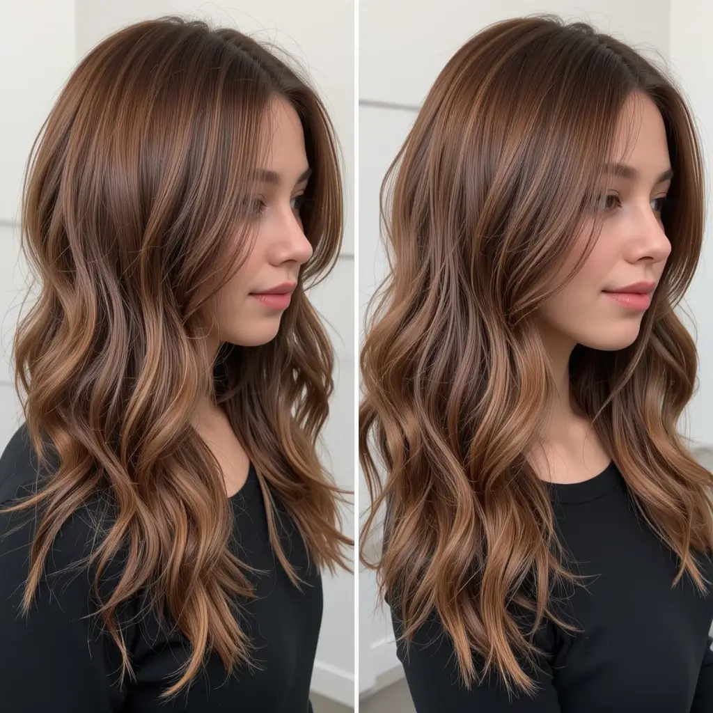 Golden Money Piece on Chestnut Brown Hair