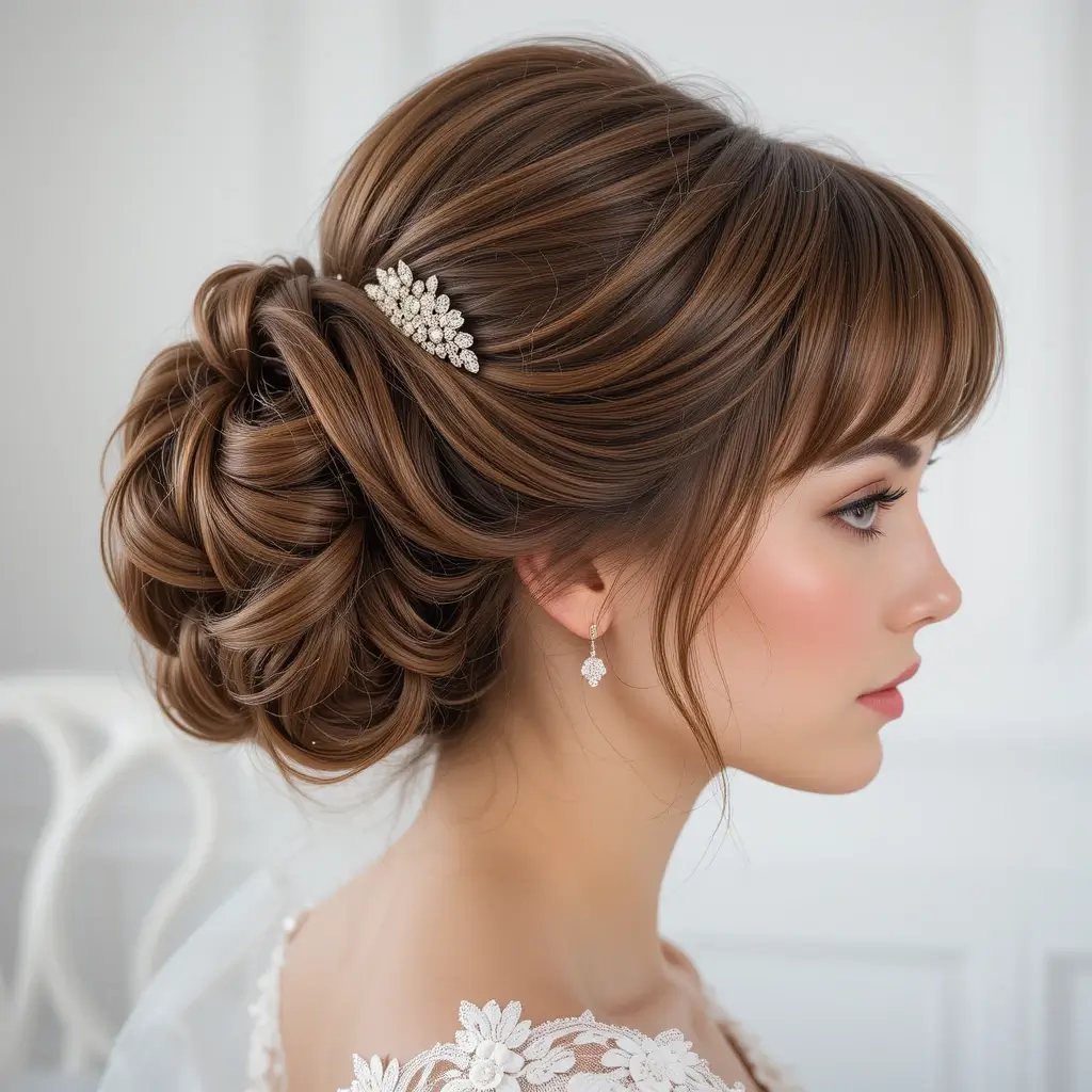 Half-Up Bouffant with Curtain Bangs